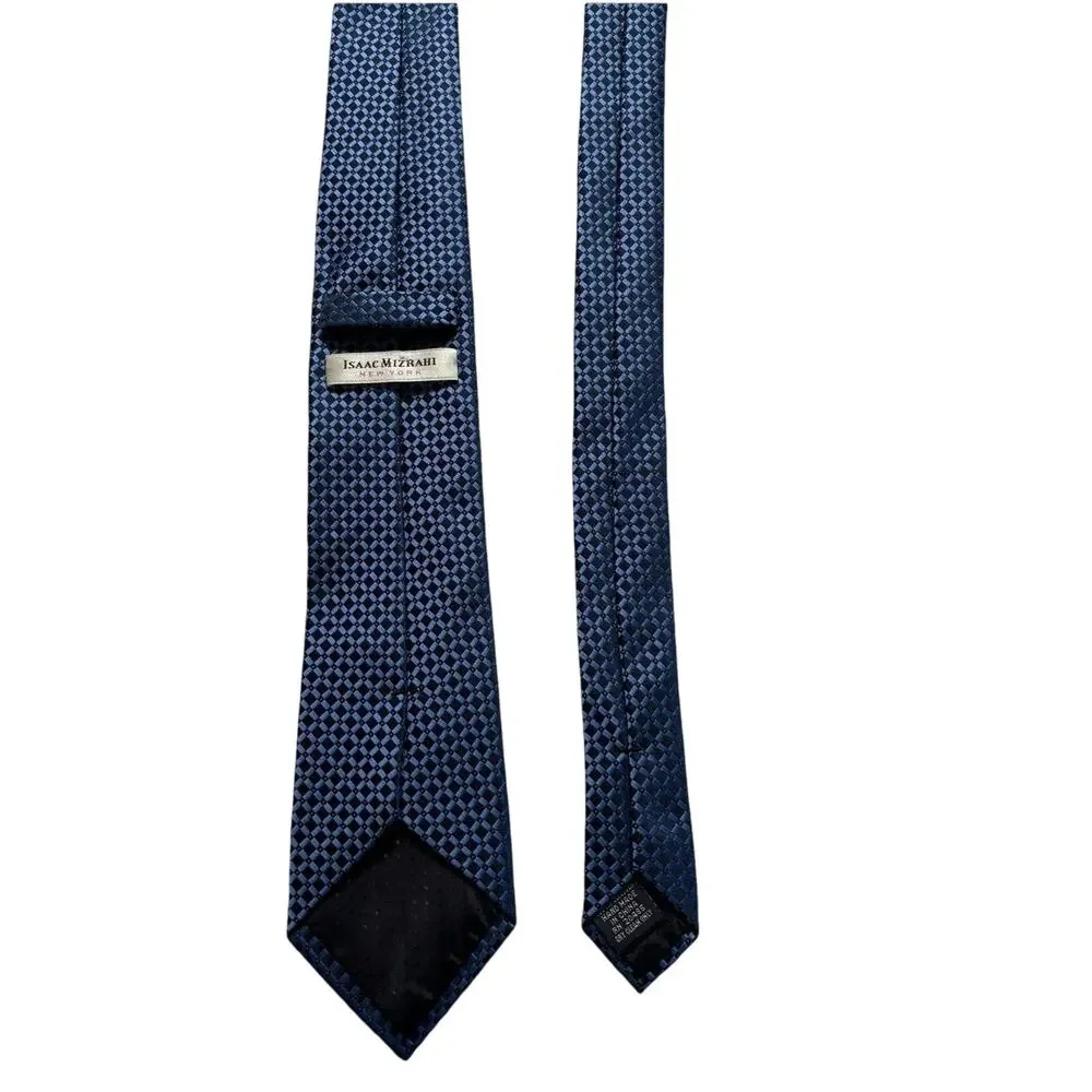 ISAAC MIZRAHI Vintage Polyester Necktie Designer Geometric Blue W3 L54‎ (224)